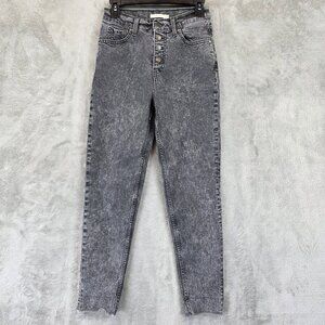 Levis Mom Jean Jeans Womens 26 Black Gray Acid Wash High Rise Button Fly Tapered